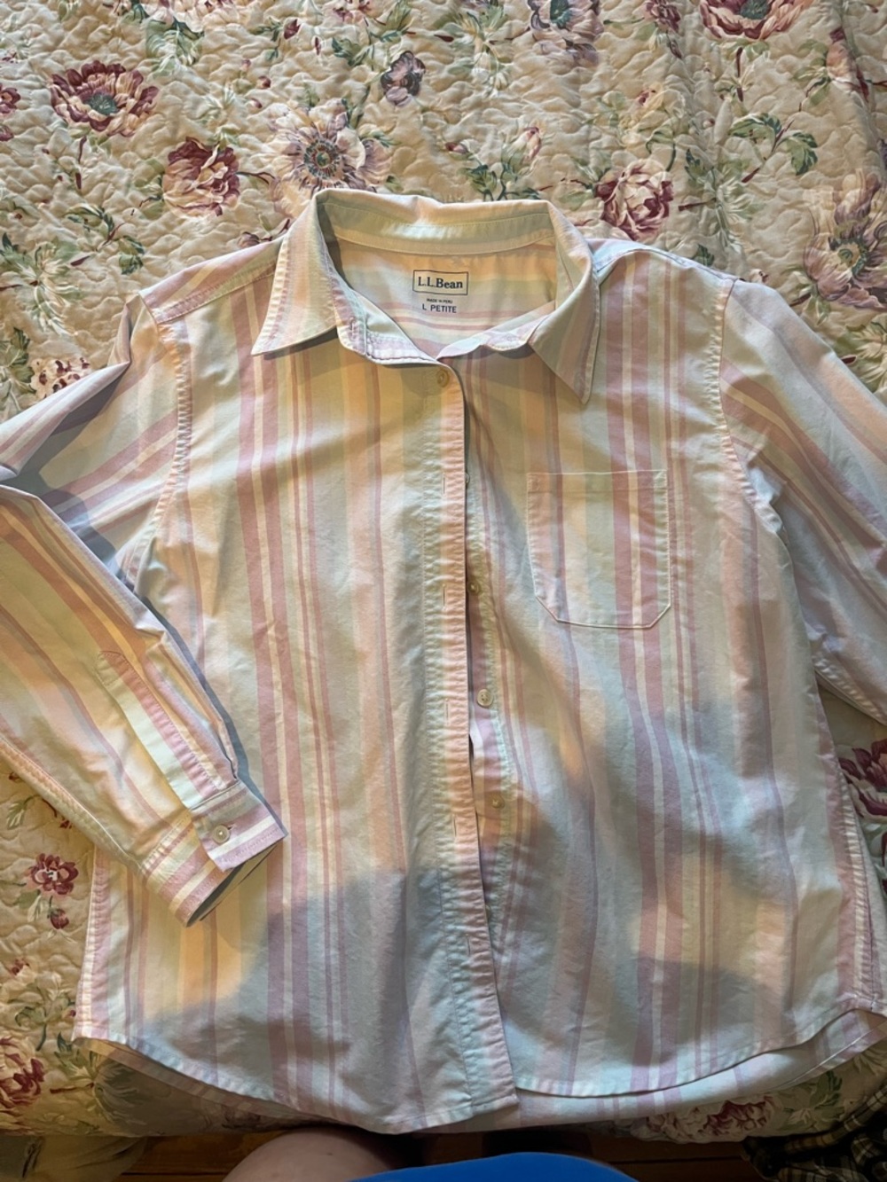 L.L. Bean Pastel Striped Button-Up Shirt